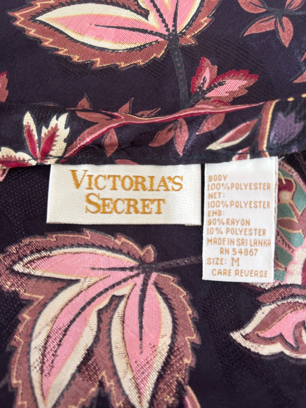Victoria’s Secret Gold Label Lingerie Deep Purple Floral Chemise Size M Vintage - Picture 6 of 7
